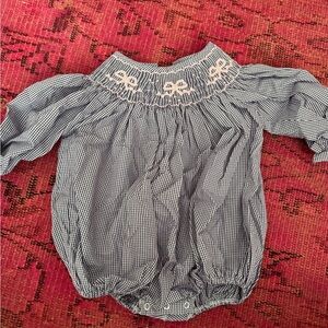 Purple and White smocked Gingham Bubble🎀